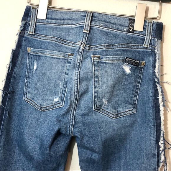 \7 FAM\• Distressed Side Stripe Jeans - Picture 9 of 16